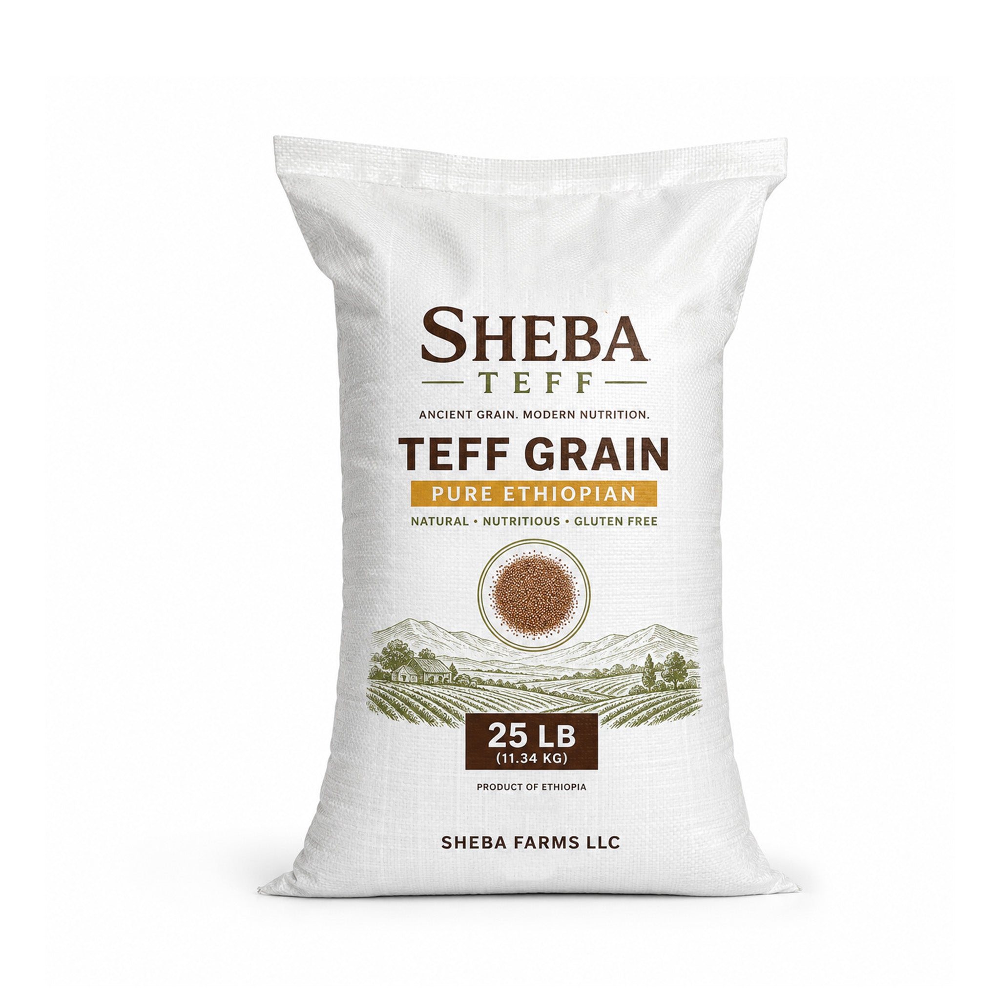 Sheba Brown Teff Grain 25lb PP Woven bag (Whole Sale)